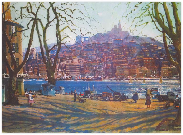 Marin Marie, Place Lenché à Marseille, vue sur le Vieux Port, 1938