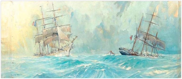 Catalogue raisonné, Marin Marie, Trois-mâts barque français venant au secours d'un autre navire désemparé