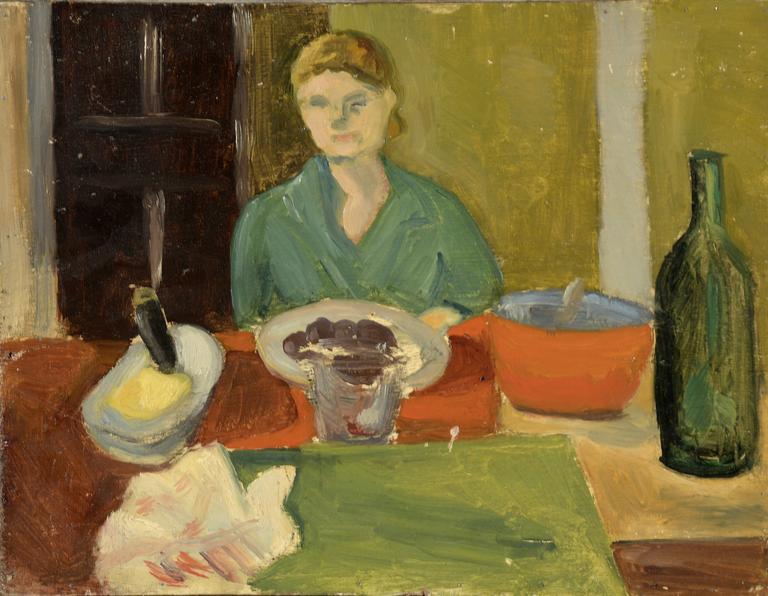 Jean Legros, Sans titre, jeune femme à table, circa 1944