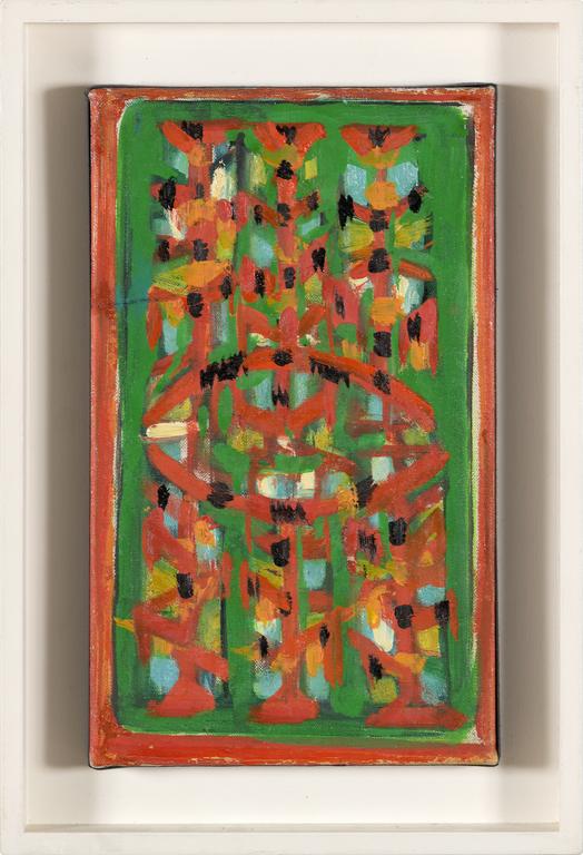 Jean Legros, Sans titre, abstraction sur fond vert, circa 1956