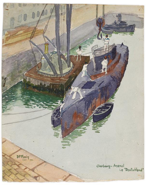 Catalogue raisonné, Marin Marie, Le Deutschland dans l'Arsenal de Cherbourg, 1920