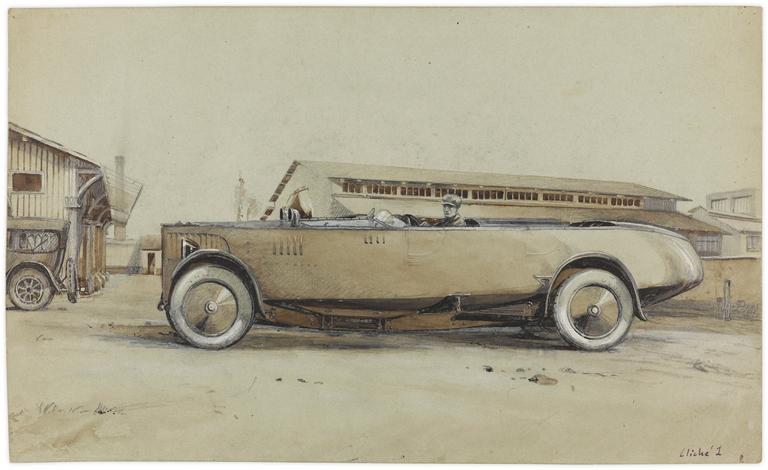 Carnet de dessins du bateau-voiture, 1