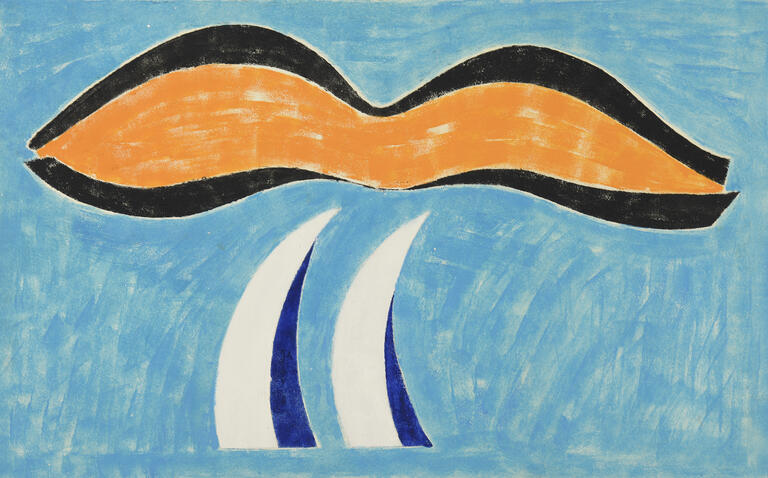 Jean Legros, Période bleue, Sans titre (grande vague orange), circa 1964