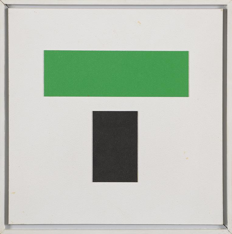 Jean Legros, Maquette (rectangles et perpendiculaire vert noir), 1974