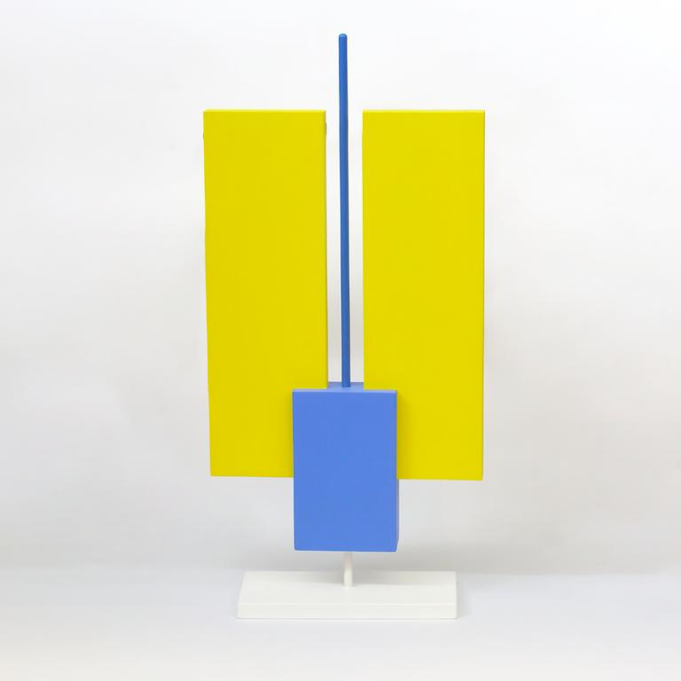 Catalogue raisonné, Albert Chubac, Sculpture mât aux deux rectangles jaunes, 1998