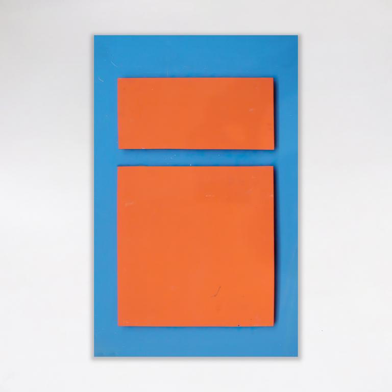 Catalogue raisonné, Albert Chubac, Sculpture, rectangles rouge sur fond bleu