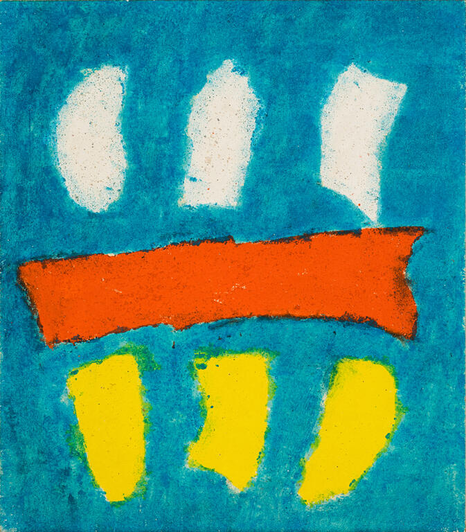 Jean Legros, Période bleue (traces blanches et jaunes et une trace rouge), circa 1964 