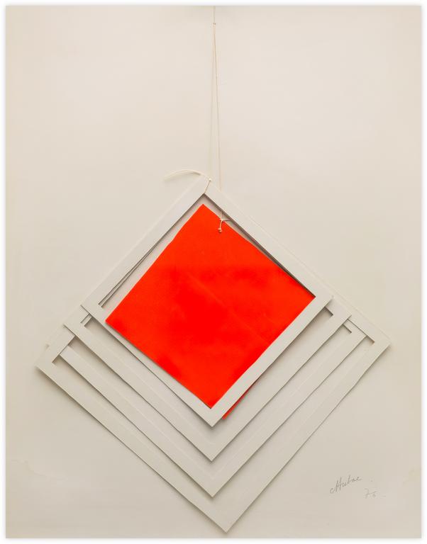 Catalogue raisonné, Albert Chubac, Collage, losanges évidés et un losane plein rouge, 1976