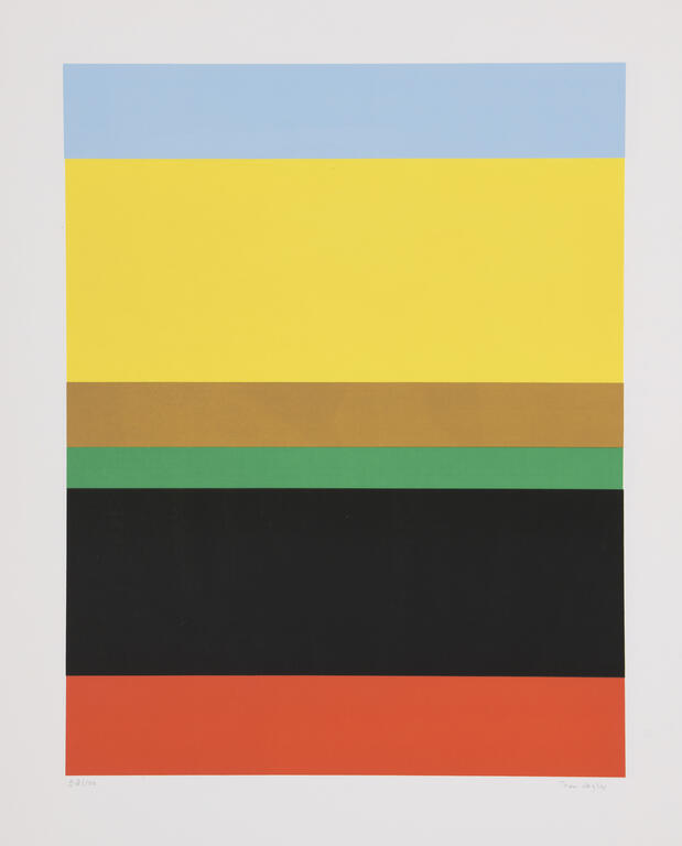 Jean Legros, sérigraphie sans titre (bleu, jaune, marron)