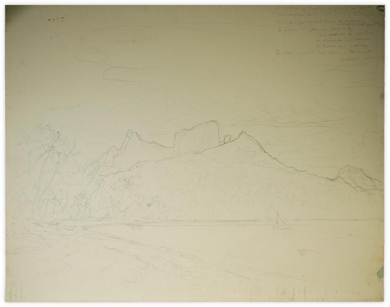 Catalogue raisonné, Marin Marie, Sans titre (paysage de Tahiti en dessin)