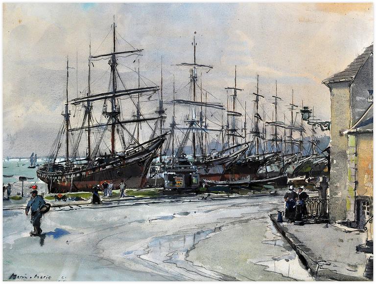 Catalogue raisonné, Marin Marie, Les Morutiers dans le port de Cancale, 1931
