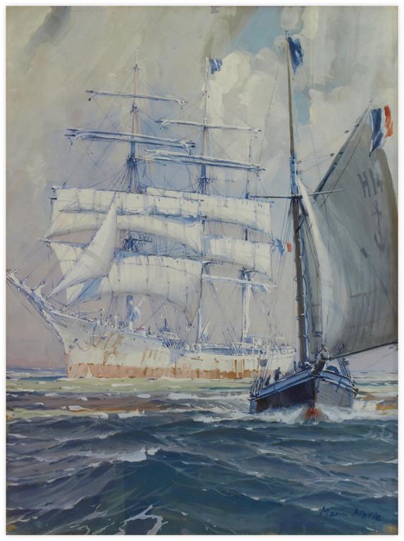 Catalogue raisonné, Marin Marie, Sans titre (pilote du Havre n°14 et Trois-mâts barque Jacques?)