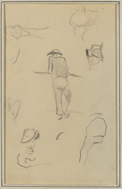 Catalogue raisonné, Paul Gauguin, Homme appuyé sur un mur et cinq études, 1884-1888