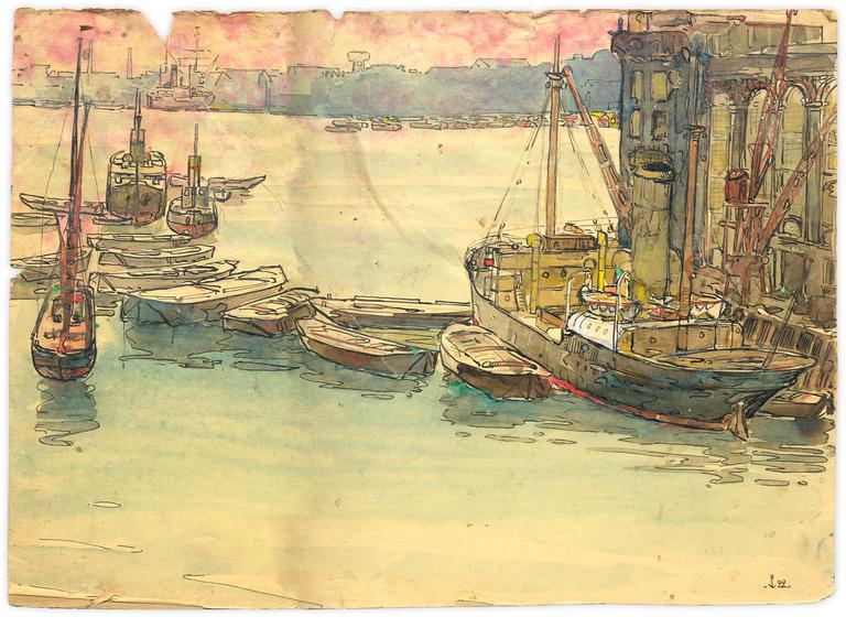 Catalogue raisonné, Marin Marie, Vue du port, 1922