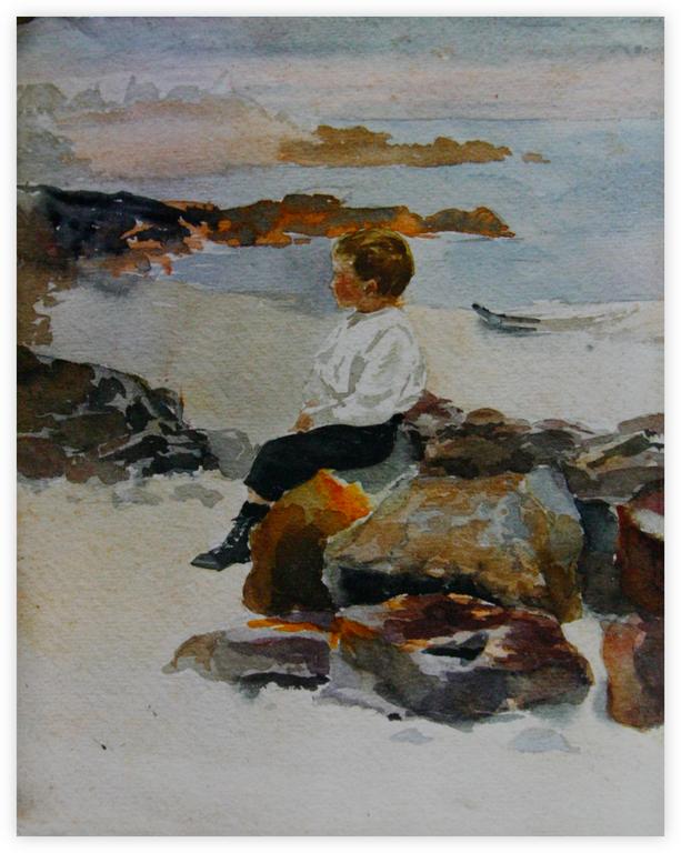 Catalogue raisonné, Marin Marie, Sans titre (enfant assis sur un rocher)