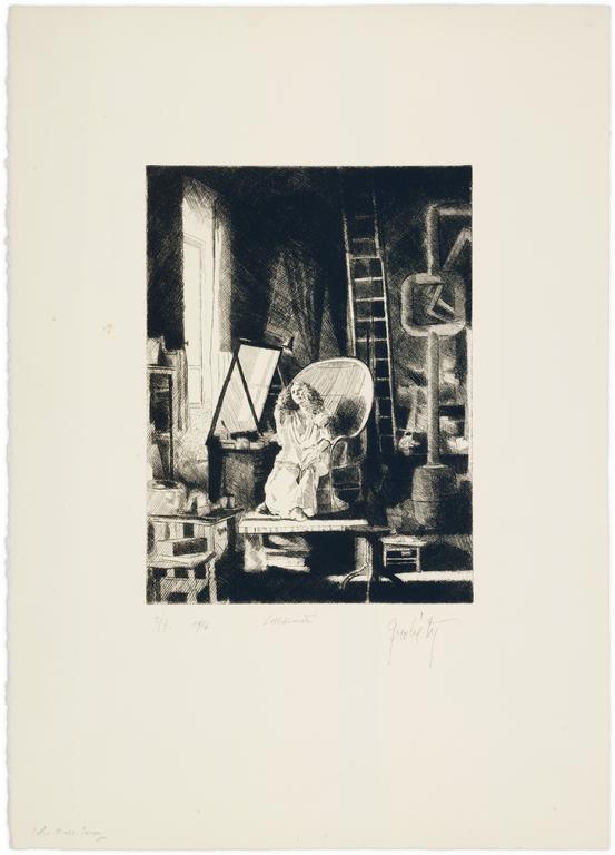 Catalogue raisonné, Claude Grobéty, La petite alchimiste (écran, tient cheveux) 