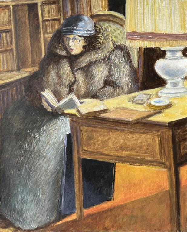 Claude Grobéty - Veste fourrure et vison, derrière bureau LLG, lit