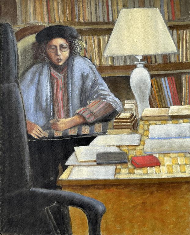 Claude Grobéty - Châle gris, réussite, bureau lampe porte-monnaie rouge