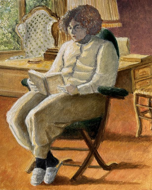 Claude Grobéty - Gilet blanc, fauteuil vert