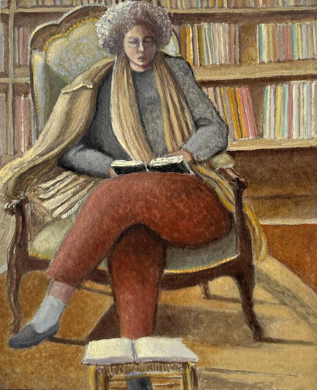 Claude Grobéty - Assis Voltaire, lit, tabouret et livre