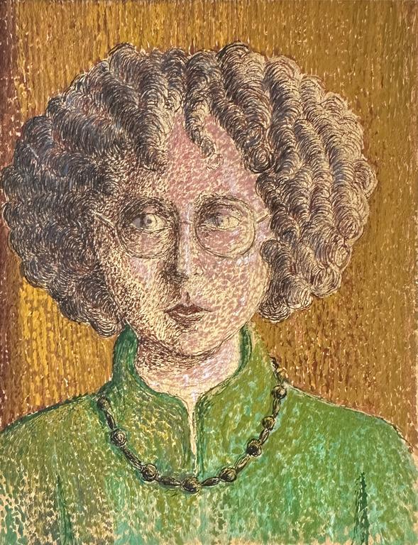 Catalogue raisonné, Claude Grobéty, Portrait pointilliste, corsage vert