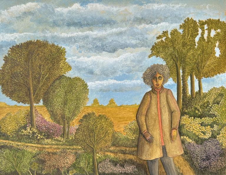 Claude Grobéty - De face, manteau ouvert, arbre mité