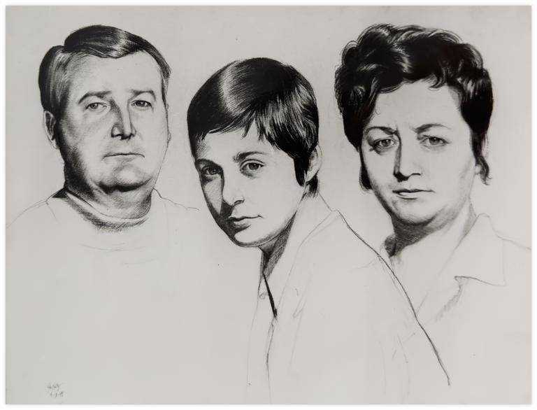 Claude Grobéty, Monsieur et Madame Rousseau et leur fils - 1971