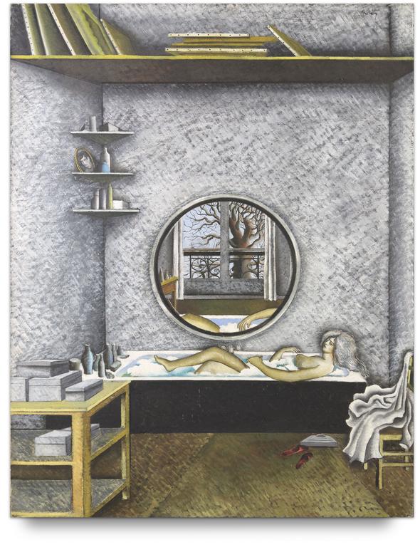 Catalogue raisonné, Claude Grobéty, Salle de bain au miroir circulaire - 1969