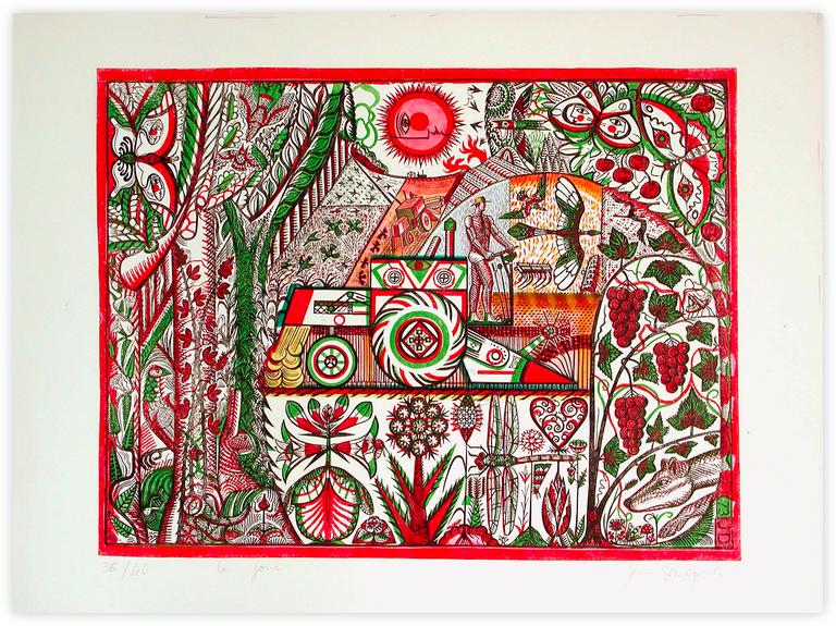Catalogue raisonné, Jean Delpech, Le Jour - Soleil et tracteur - 1973