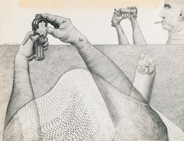 Catalogue raisonné, Robert Malaval, L’Aliment Blanc : deux moments sucessifs (De profil, puis de face)... - 1965