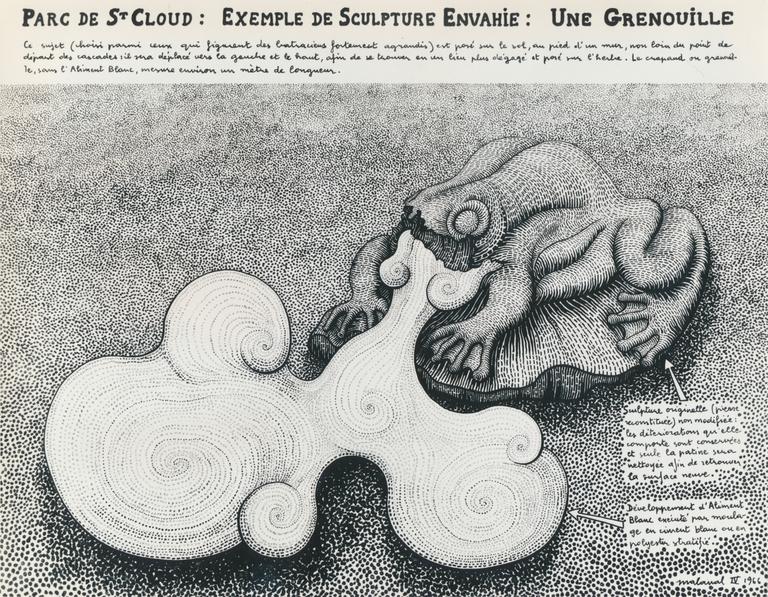 Catalogue raisonné, Robert Malaval, Parc de Saint-Cloud : exemple de Sculpture Envahie : Une Grenouille - 1966