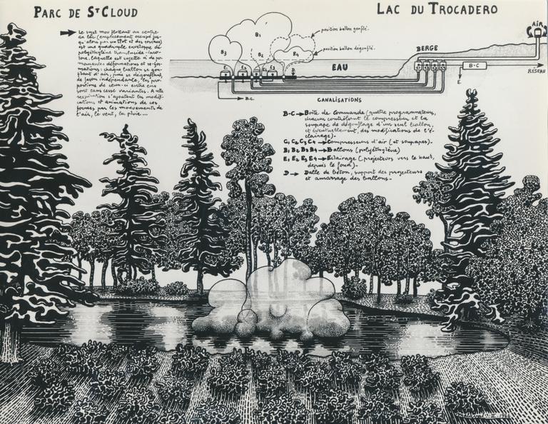 Catalogue raisonné, Robert Malaval, Parc de Saint-Cloud Lac du Trocadéro - 1966