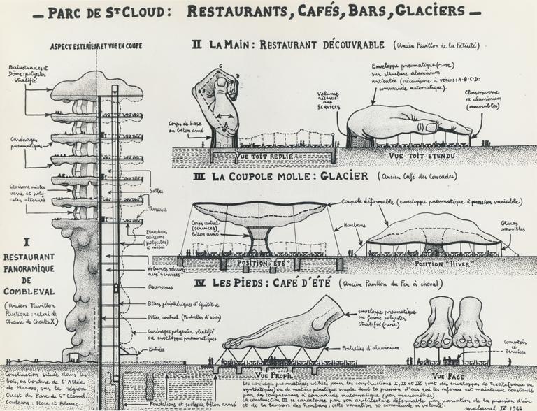 Catalogue raisonné, Robert Malaval, Parc de Saint-Cloud: Restaurants, Cafés, Bars, Glaciers - 1966