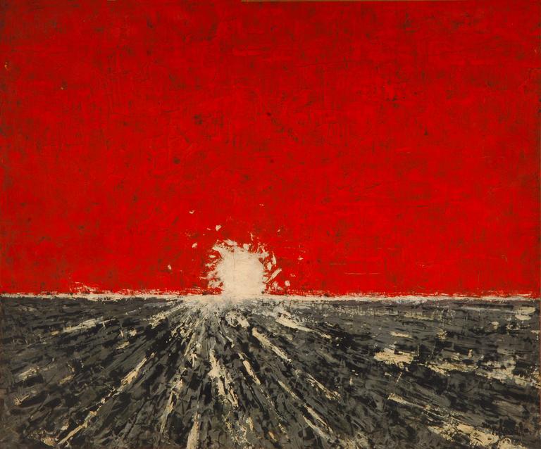 Catalogue raisonné, Robert Malaval, Paysage rouge sur gris - 1958