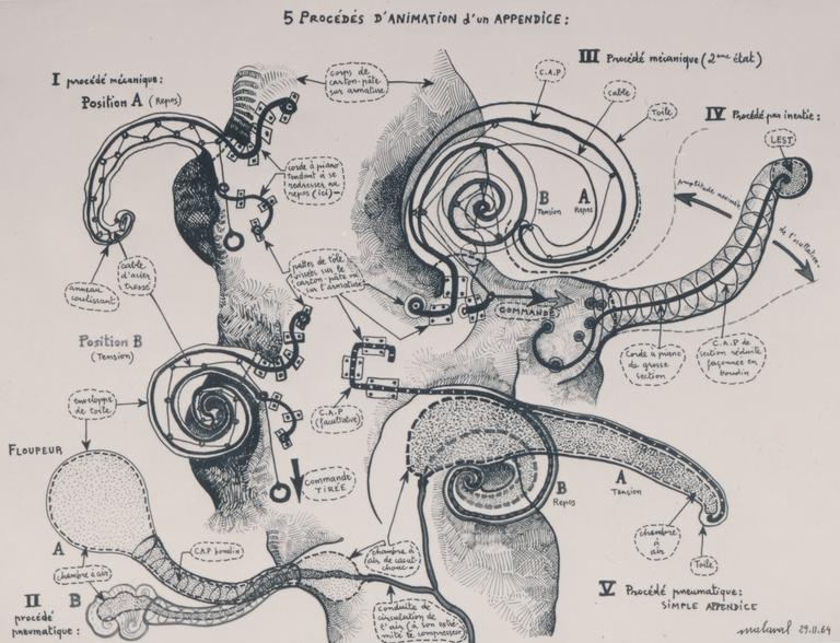 Catalogue raisonné, Robert Malaval, Projet de Carnaval : 5 procédés d'animation d'un appendice - 1964