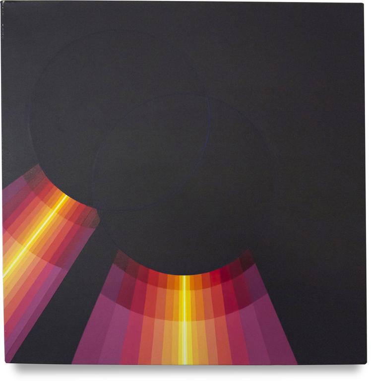 Horacio Garcia Rossi, Couleur Lumière, ombres portées, cercles virtuels (rose) - 2010