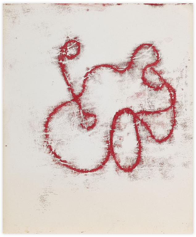 Catalogue raisonné, Norris Embry, Sans titre (Abstraction, forme libre rouge), vers 1955