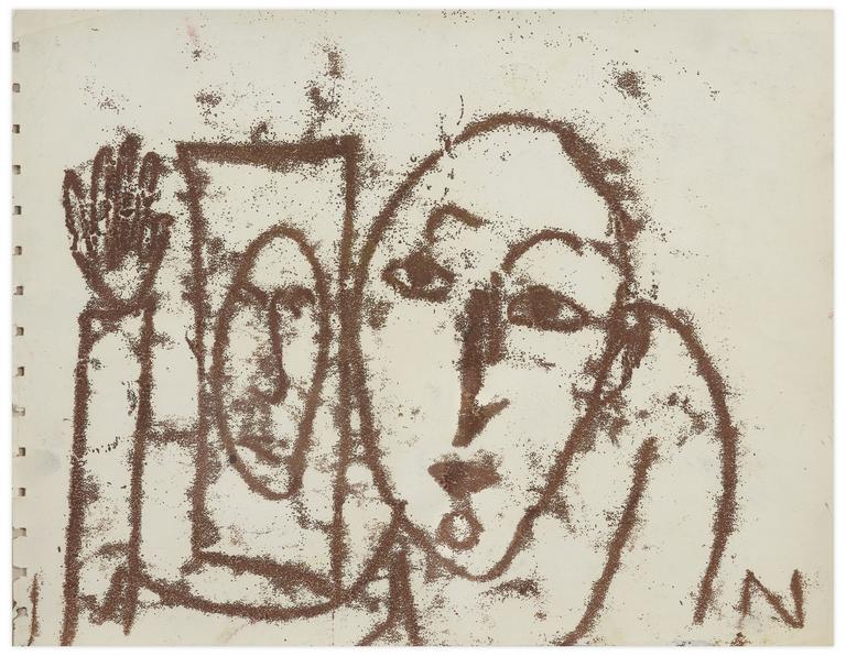 Catalogue raisonné, Norris Embry, Sans titre (Deux visage et main), vers 1955-60