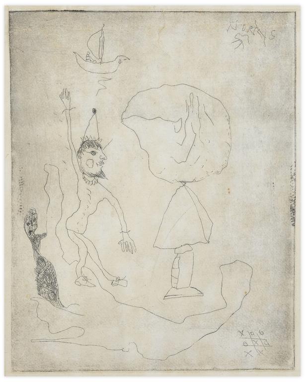 Catalogue raisonné, Norris Embry, Sans titre (Clown dansant et voilier), 1957