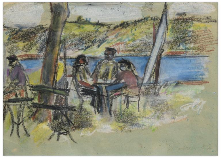 Catalogue raisonné, Norris Embry, Sans titre (Scène de café, Skiathos, Grèce), 1957