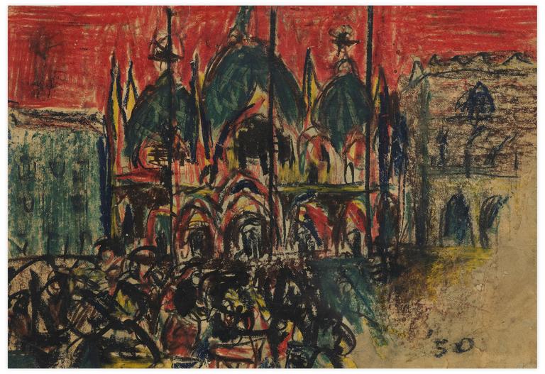 Catalogue raisonné, Norris Embry, Sans titre (Venise, Place Saint-Marc, ciel rouge), 1950