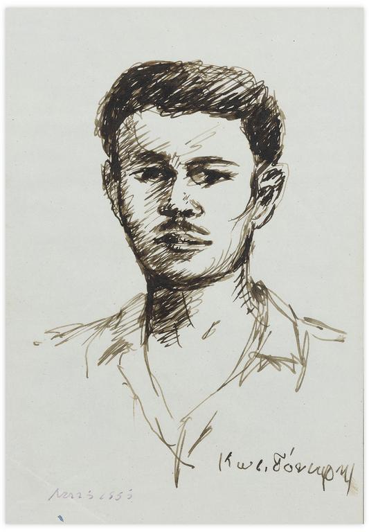 Catalogue raisonné, Norris Embry, Sans titre (Portrait d'homme grec de face), 1955