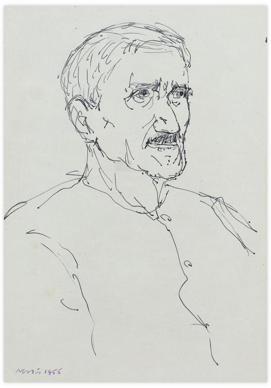 Catalogue raisonné, Norris Embry, Sans titre (Portrait de vieillard grec en buste, trois quart à droite), 1955