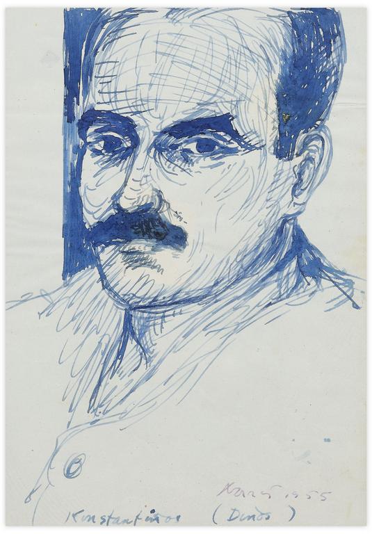 Catalogue raisonné, Norris Embry, Sans titre (Portrait d'homme grec en buste, trois quart à gauche), 1955