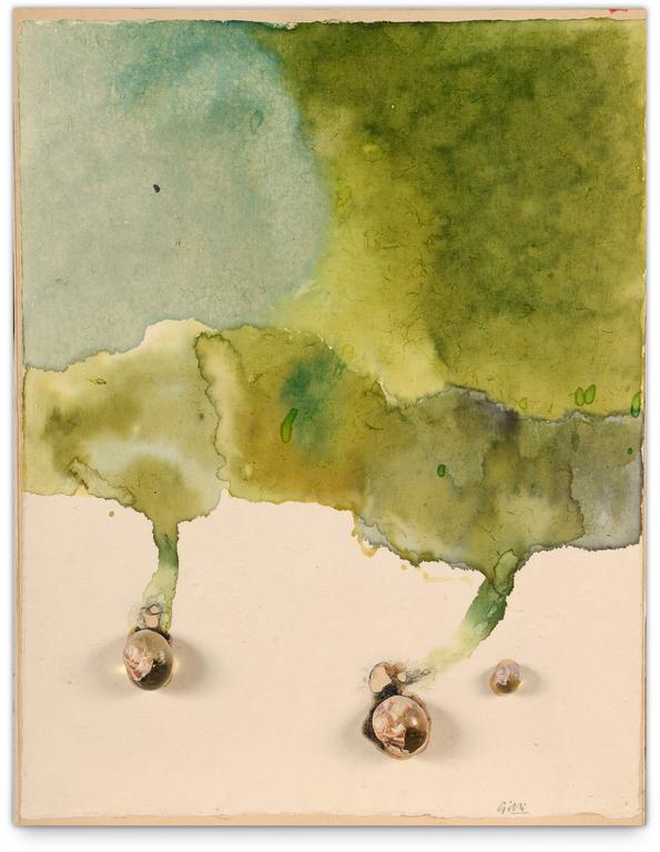 Catalogue raisonné, Claude Gilli, Paysage, 3 escargots — 1977