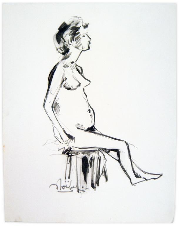 Catalogue raisonné, Edgar Stoëbel, nue assise (profil droit) — 