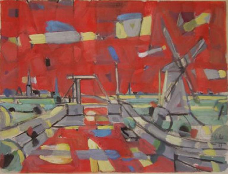 Catalogue raisonné, Hans Seiler, Canal et moulin à vent, 1957