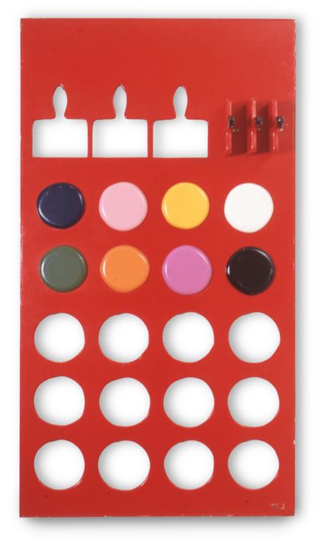 Catalogue raisonné, Claude Gilli, Pinceaux et pastilles (sur fond rouge) — 1968