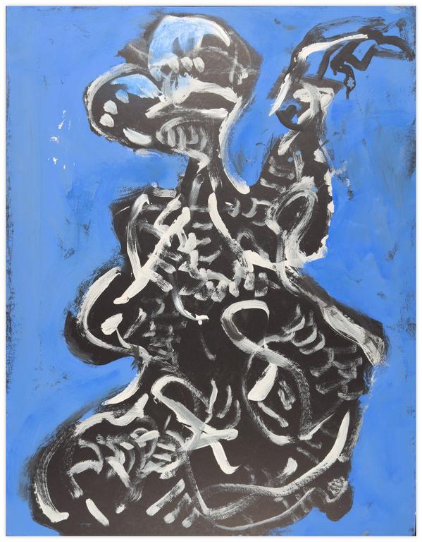 Catalogue raisonné, Jean-Jacques Lebel, Forme sur fond bleu, 2025
