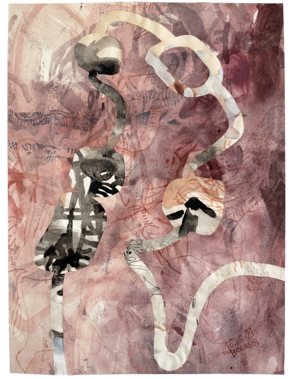 Catalogue raisonné, Daniel Boursin, glyphe b&w on pink — 2024